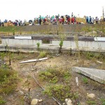 津波に流された跡。家屋がありました(写真手前) 南相馬市鎮魂復興市民植樹祭2013