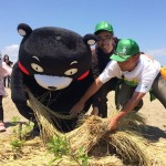 復興支援に駆けつけてくれたくまモン 宮城県岩沼市千年希望の丘植樹祭2015